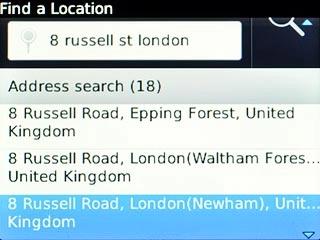Highlight the required destination and press the Navigation key.