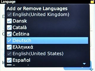 Highlight the required language and press the Navigation key.