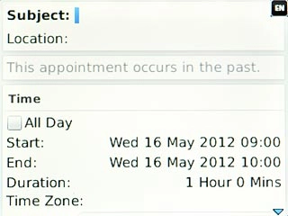 Highlight the field next to Subject and key in a subject for the appointment.