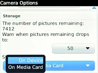 Highlight On Device or On Media Card and press the Navigation key.
