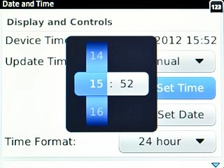 Highlight hours and minutes and follow the instructions on the display to set the time.
