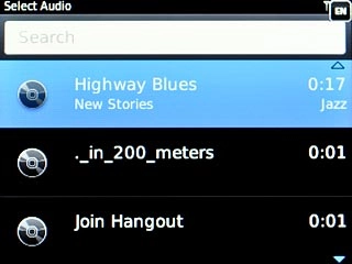Highlight the required audio file and press the Navigation key.