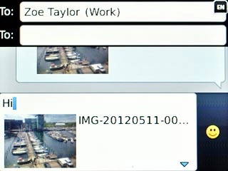 Highlight the text input field and press the Menu key.