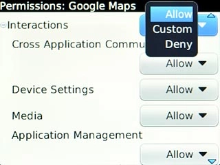 Scroll to Allow and press the Navigation key.