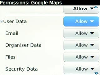 Highlight the drop down list next to User Data and press the Navigation key.