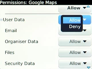 Scroll to Allow and press the Navigation key.