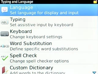 Scroll to Language and press the Navigation key.