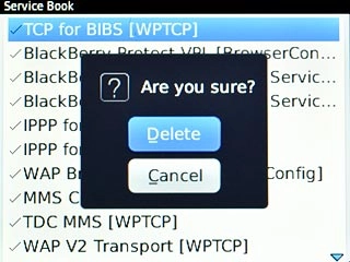 Scroll to Delete and press the Navigation key to confirm.