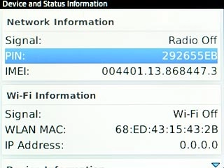 PIN and IMEI are displayed.