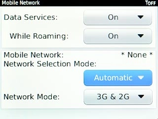 Scroll to Network Selection Mode and press the Navigation key.