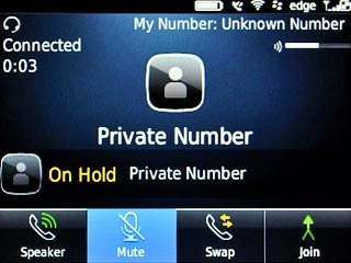Your calls are displayed on a list and the call on hold is indicated by On Hold.