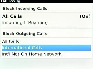 International Calls below Block Outgoing Calls