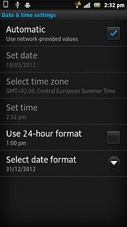 Press Automatic to turn automatic date and time update on or off.