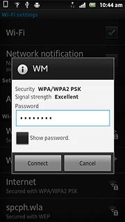 Follow the instructions on the display to select security settings, if required.Press Connect.