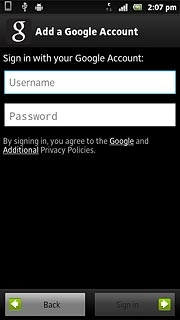 Press Username and key in the username for your Google account.