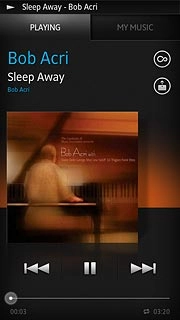 To go to the previous audio file:Press double arrow left.