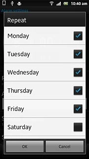 When a day is ticked (V), it's selected.
