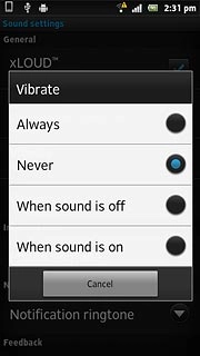 To turn off vibration:Press Never.