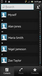 Press the required contact.The contact details are displayed.