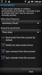 Press the drop down list below Inbox check frequency.