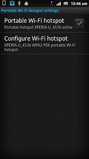 When the box next to the menu item is ticked (V), the Wi-Fi hotspot is turned on.
