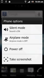 Press Airplane mode.Depending on the current setting, flight mode is turned on or off.