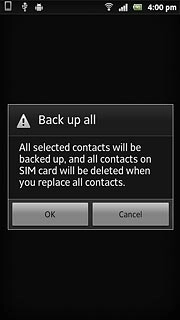 Press OK.After a moment the contacts are copied.