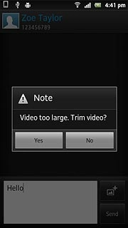 If the video clip is too large:Press Yes.Follow the instructions on the display to compress the video clip.