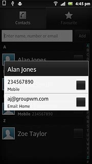 If required, press the required phone number or the required email address.