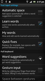 Press Word suggestions below Full keyboard.