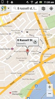 the selected destination is displayed as a point on the map.