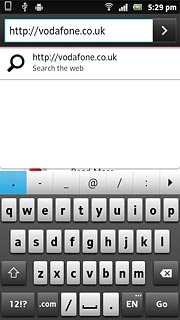 Key in the address of the required web page and press Go.