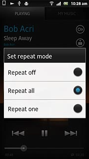 To turn on repeat:Press Repeat all or Repeat one.