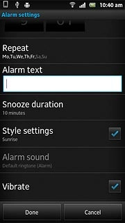 Press the field below Alarm text.Write the required text.