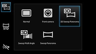 Press 3D Sweep Panorama, Sweep Multi Angle or Sweep Panorama.