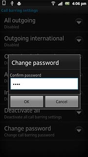Key in the new barring password again and press OK.