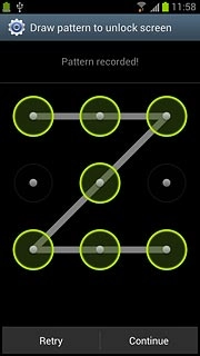 Press Continue.Repeat the selected phone lock code to confirm.