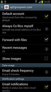 Press Default account to select the email account as your default account.