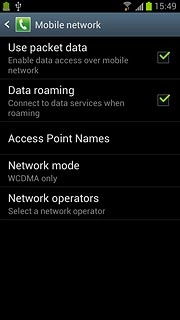 Press Data roaming to turn the function on or off.