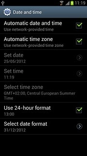 Press Automatic time zone to turn the function on or off.