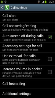 Press Additional settings.After a moment the current settings are displayed.