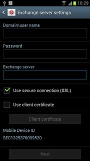 Press Use secure connection (SSL) to turn SSL encryption on or off.