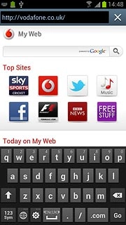 Key in the address of the required web page and press Go.