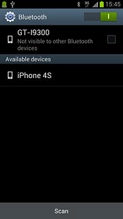 Press the name of your phone at the top of the display to turn Bluetooth visibility on or off.