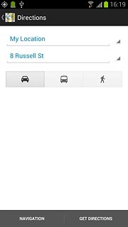 Press the mode of transportation icon.