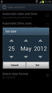 Press arrow up or arrow down next to month and year to set the date.