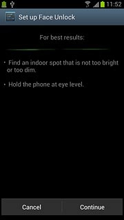 Press Continue.Hold your phone in front of your face and centre your face in the circle displayed.Wait while your phone registers your face.