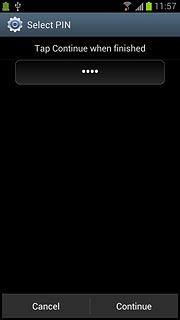 Key in the required phone lock code and press Continue.