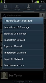 Press Import from SIM card.