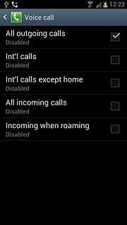 When the box next to the menu item is ticked (V), call barring is turned on.